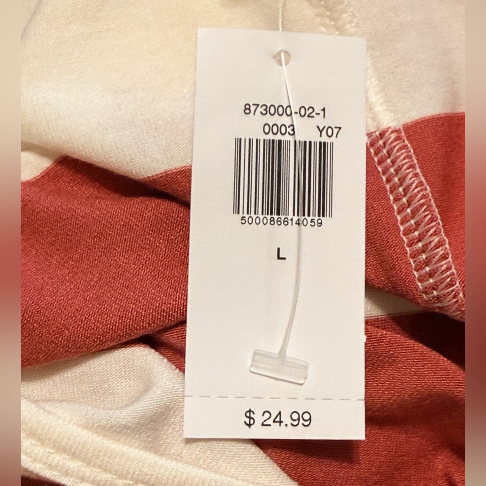 NWT Old Navy Short Sleeve Striped Top in Dusty Rose and Cream Size Large - Picture 8 of 10